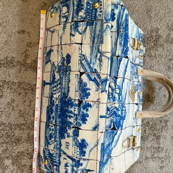 Prada Blue and White Canvas Tote Bag - Picture 12 of 13